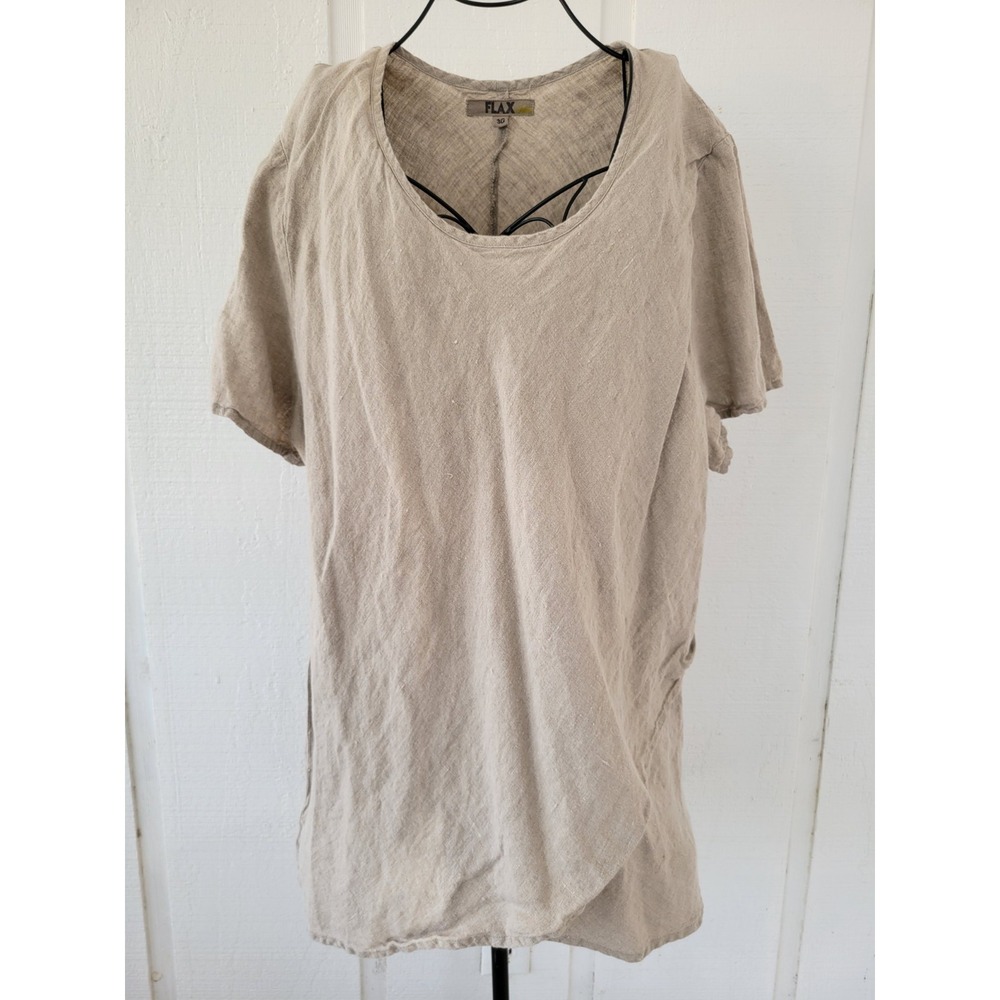 Flax 3G Shirt 100% Linen Tunic Top 3X 24 26 Blouse Layered Pullover LAGENLOOK